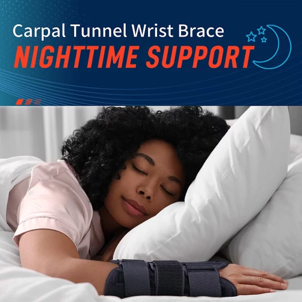 Carpal tunnel wrist brace nighttime support for sleeping – black
