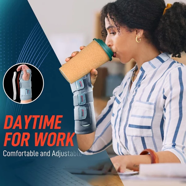 adjustable wrist brace with metal splint for work carpal tunnel wrist brace 2 pack gray