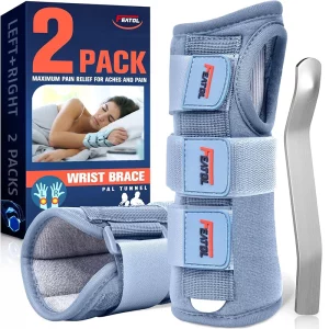 FEATOL carpal tunnel wrist brace night support 2 pack gray for left and right hands