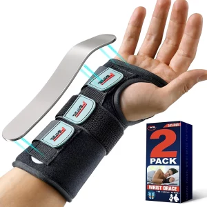 Carpal tunnel wrist brace night support 2 pack left and right hand – black
