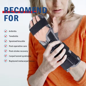 Resting hand splint recommended for arthritis, tendonitis, post-stroke recovery and carpal tunnel (gray)