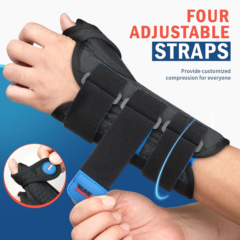 Thumb brace with four adjustable straps for customized compression and stable support (FEATOL)
